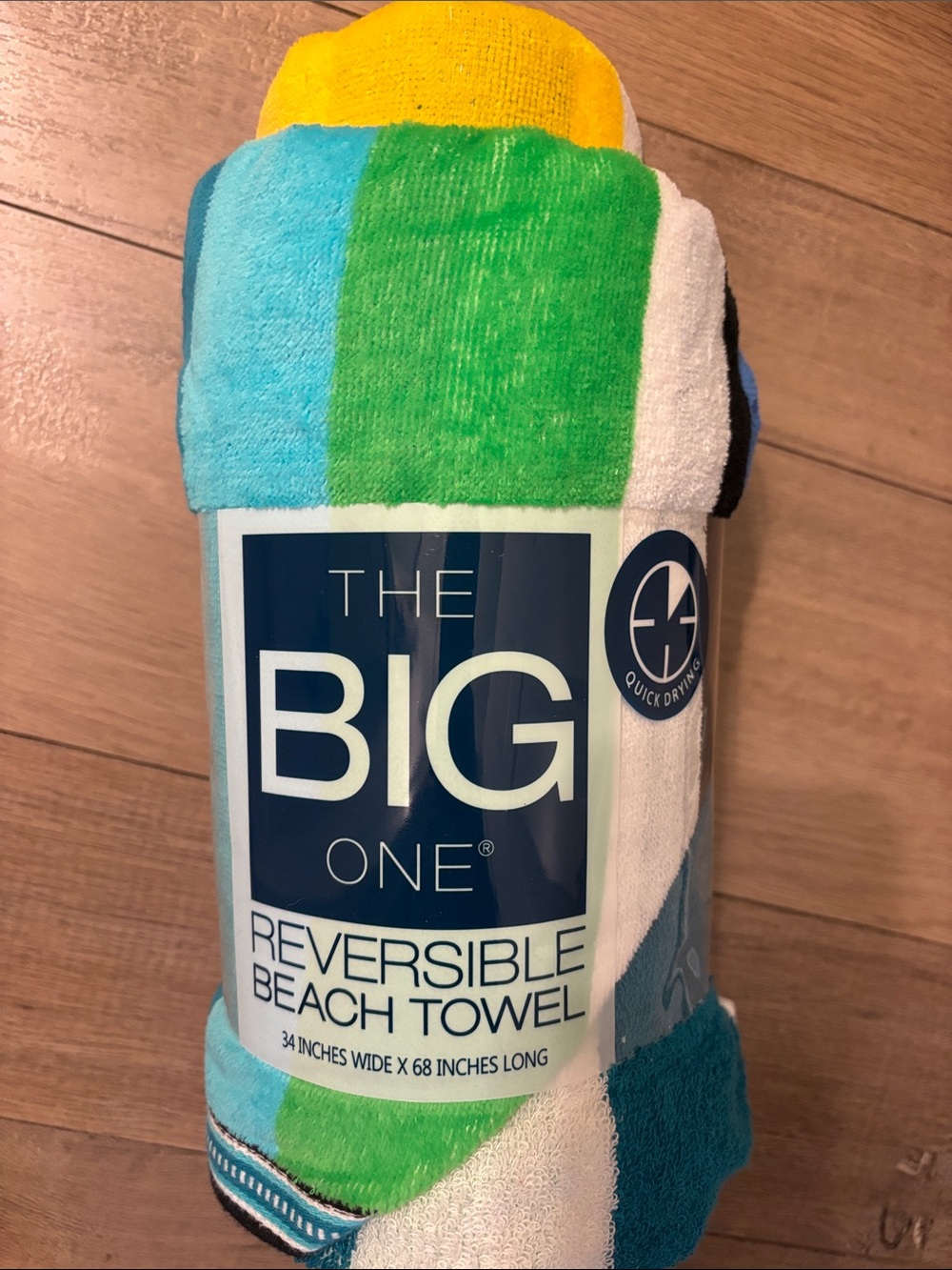 The Big One Reversible Beach Towel - Bright Multicolor Stripes new